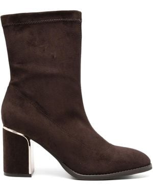 Alma En Pena. Metallic-Trim Block-Heel Ankle Boots - Brown