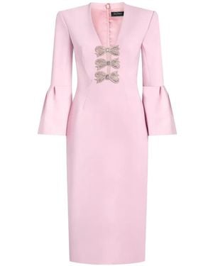 Jenny Packham Debut Crystal-Embellished Bell-Sleeve Dress - Pink