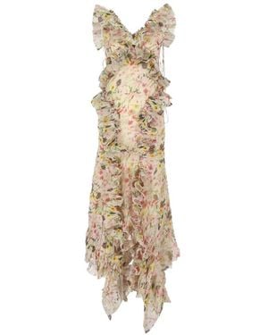 Marques'Almeida Floral-Print Asymmetric Dress - Metallic