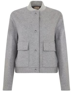 Herno Button-Up Bomber Jacket - Grey