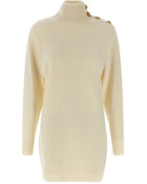 Balmain Minikleid mit Stehkragen - Weiß
