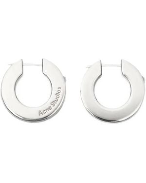 Acne Studios Engraved-Logo Hoop Earrings - White