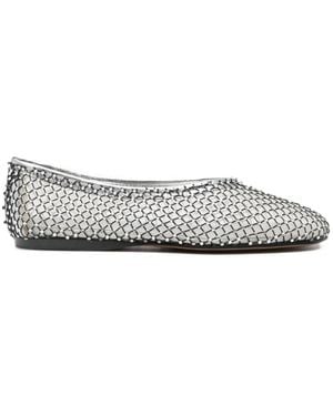 forte_forte Strass Mesh Ballet Flats - White