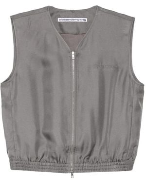 Alexander Wang Top Sin Mangas Con Cremallera - Gris