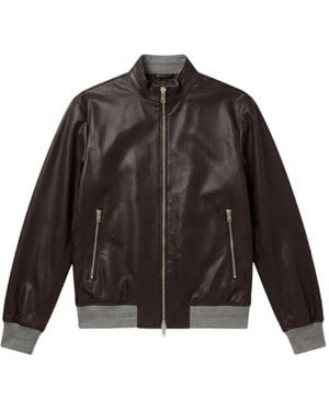 Liu Jo Perforated-Leather Bomber Jacket - Brown