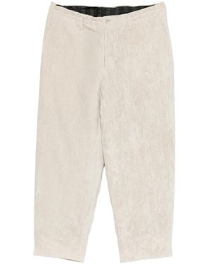 Yohji Yamamoto Raw Linen-Velvet Side-Pocket Trousers - White