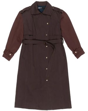 Bimba Y Lola Belted Two-Toned Trench Coat - Brown