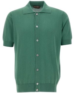 FILIPPO DE LAURENTIIS Short-Sleeve Cotton Shirt - Green