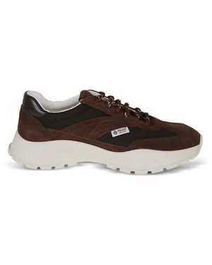 Prada Baskets En Résille Et Daim - Marron