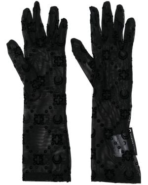 Marine Serre Gants À Monogramme Floqué - Noir