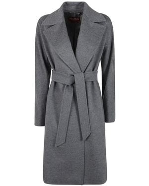 Max Mara Belted Single-Breasted Coat - Grey