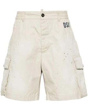 DSquared² Paint Splatter-Detail Cargo Shorts - Natural