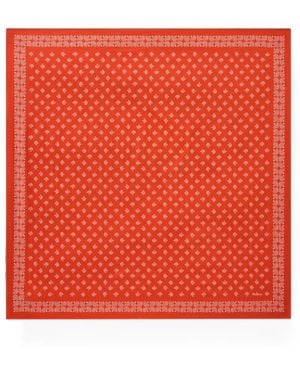 Mulberry Tree-Print Cotton Scarf - Red