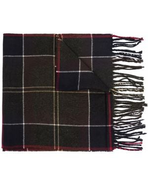 Barbour Check-Print Fringed Scarf - Black