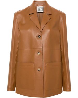 TOTEME Notched-Lapels Leather Jacket - Brown