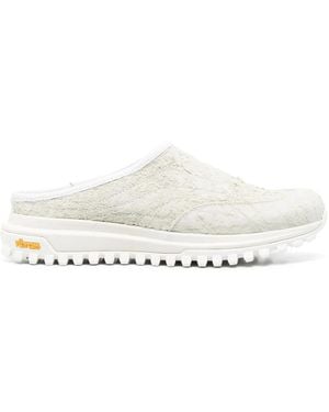 Diemme Maggiore Crackled Leather Slides - White