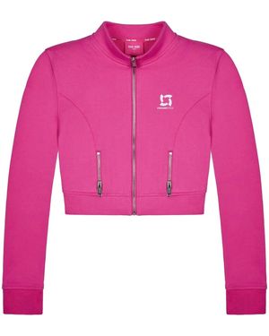 TEAM WANG design Logo-Print Cropped Track Jacket - Pink