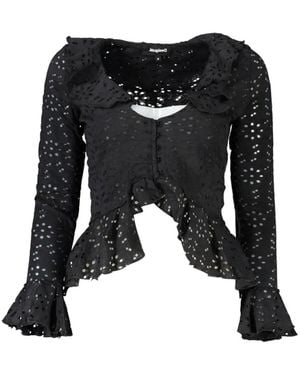Desigual Ruffled Long-Sleeved Blouse - Black