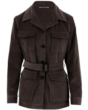 Tagliatore Belted Corduroy Jacket - Black