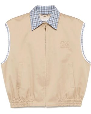 Miu Miu Gilet À Logo Brodé - Neutre