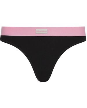 Karl Lagerfeld Logo-Waistband Thong (Pack Of Six) - Black