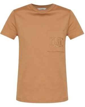 Max Mara Embroidered-Pocket Cotton T-Shirt - Brown