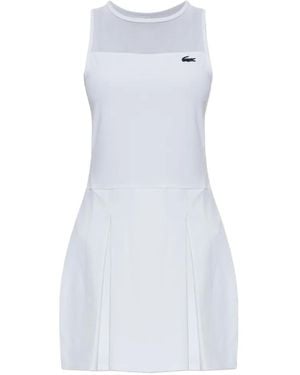 Lacoste Pleated Mesh-Panel Dress - White