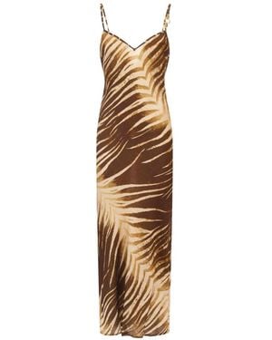 Just Cavalli Leaf-Print Dress - Metallic
