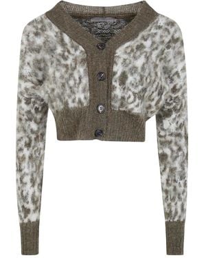 D.exterior Button Animal-Pattern Cardigan - Grey