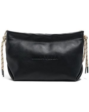 Bimba Y Lola Medium Embossed-Logo Drawstring Shoulder Bag - Black