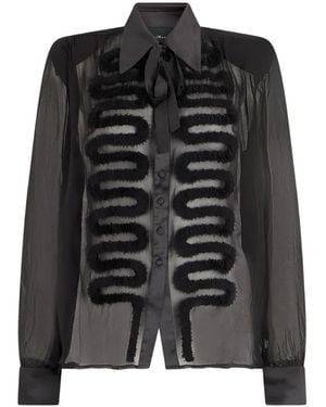 John Richmond Gerüschtes Hemd Mit Semi-Transparentem Einsatz - Schwarz