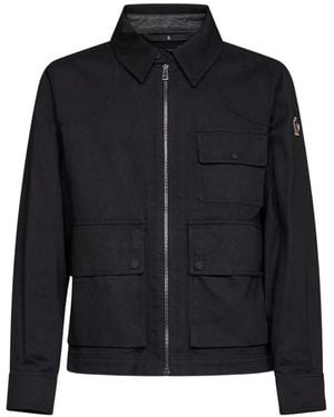 Moncler Logo-Patch Zip-Up Jacket - Blue
