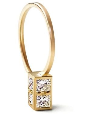 Shihara Eckige Creole Mit Diamanten - Mettallic