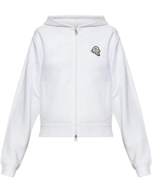 Moncler Logo-Patch Zip-Up Hoodie - White