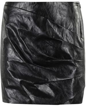 FEDERICA TOSI Draped Leather-Effect Mini Skirt - Black