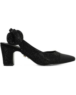 Twentyfourhaitch Esea Crystal-Embellished Floral-Detail Pumps - Black
