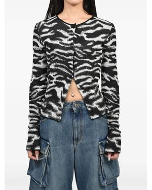 The Attico Zebra-Jacquard Button-Up Cardigan - Black