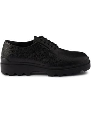 Prada Pebble-Grain Lace-Up Shoes - Black