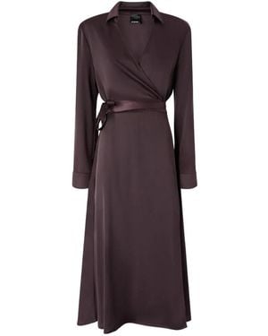 Pinko Midi Wrap Dress With Belt - Purple