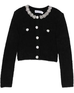 Self-Portrait Embellished-Button Jacket - Black