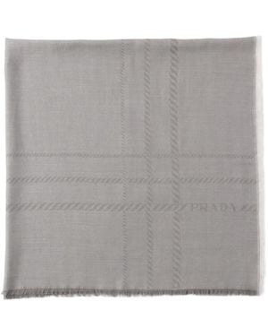 Prada Jacquard Fringed Scarf - Grey