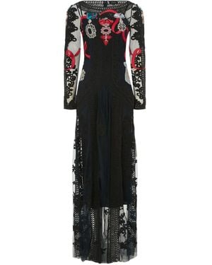 Temperley London Diamantine Ribbon-Embellished Lace Dress - Black