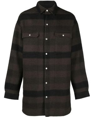 Rick Owens Striped Drop-Shoulder Shirt Jacket - Black