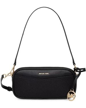 MICHAEL Michael Kors Logo-Plaque Pebbled-Leather Shoulder Bag - Black