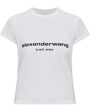 Alexander Wang Crystal Logo Cotton Baby Tee - White