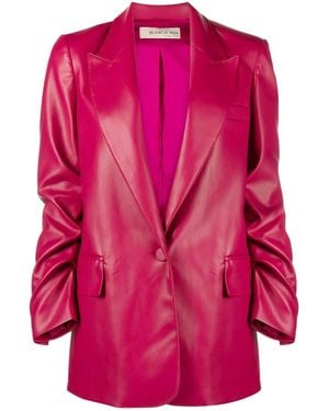 Blanca Vita Faux-Leather Single-Breasted Blazer - Pink
