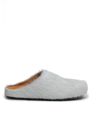 Marni Long Hair Calfskin Fussbett Sabot - White