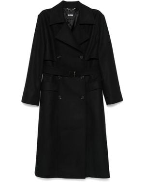 BOSS Felted Trench Coat - Black