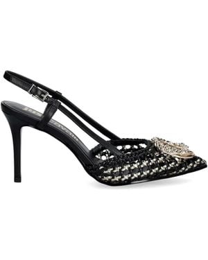 Just Cavalli Woven Logo-Plaque Pumps - Black
