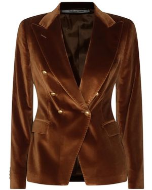 Tagliatore Double-Breasted Velvet Jacket - Brown